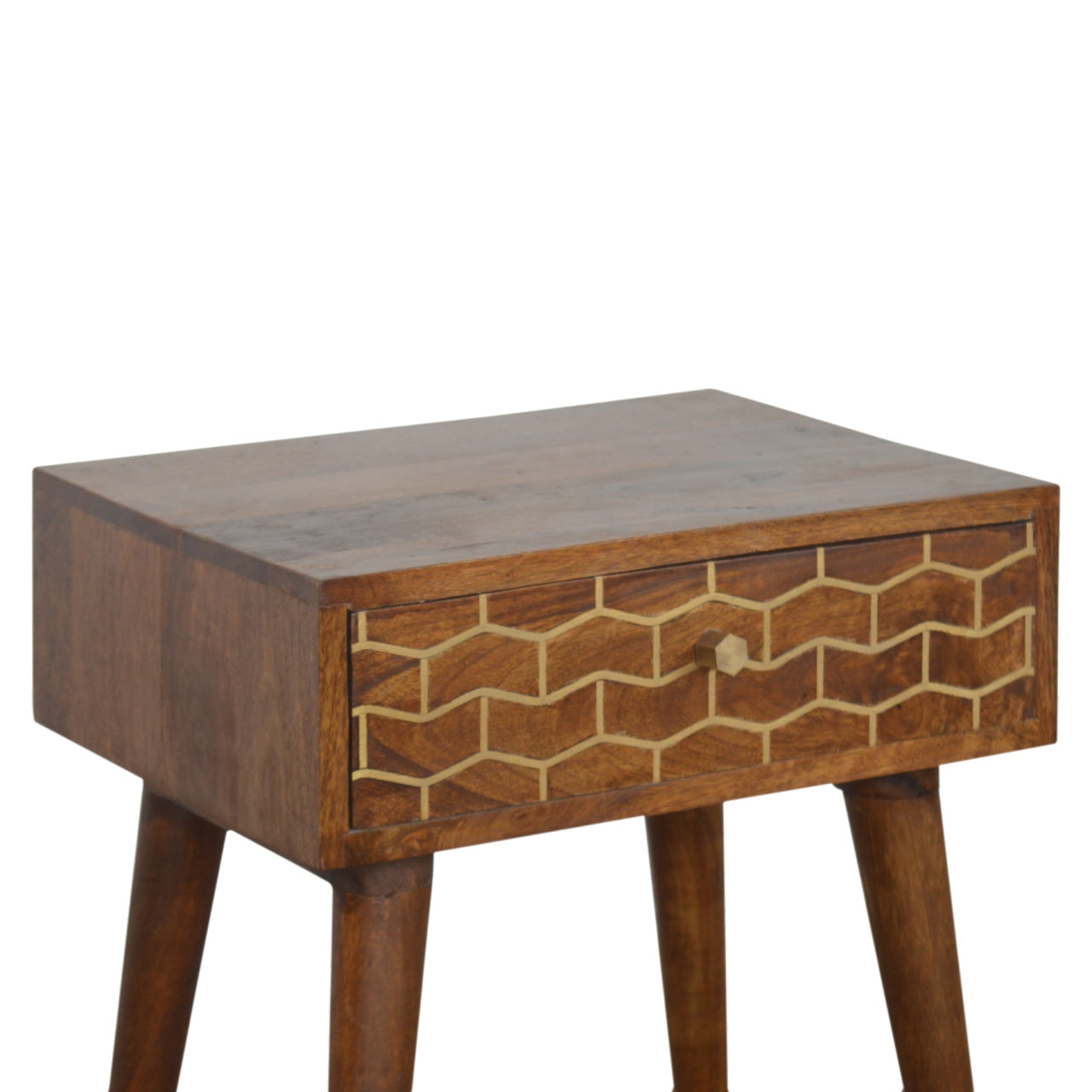 Gold Art Pattern Bedside with 1 Drawer