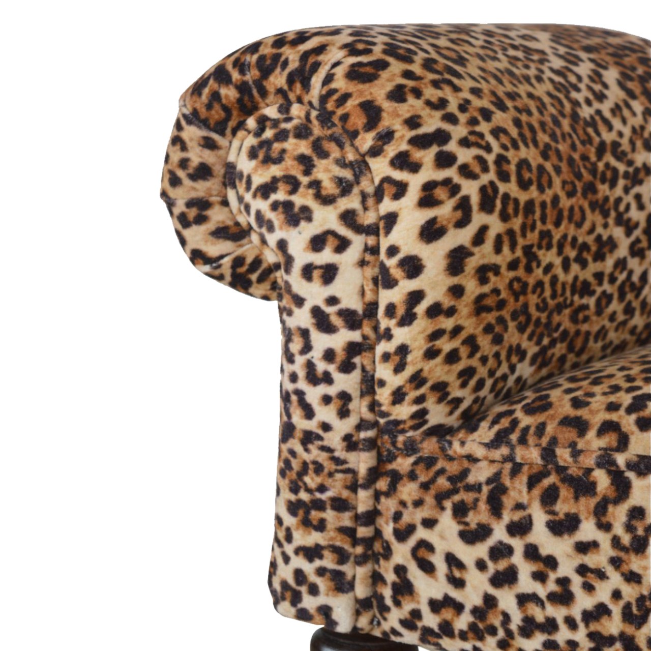 Classic Bench with Turned Feet in Leopard Print Velvet