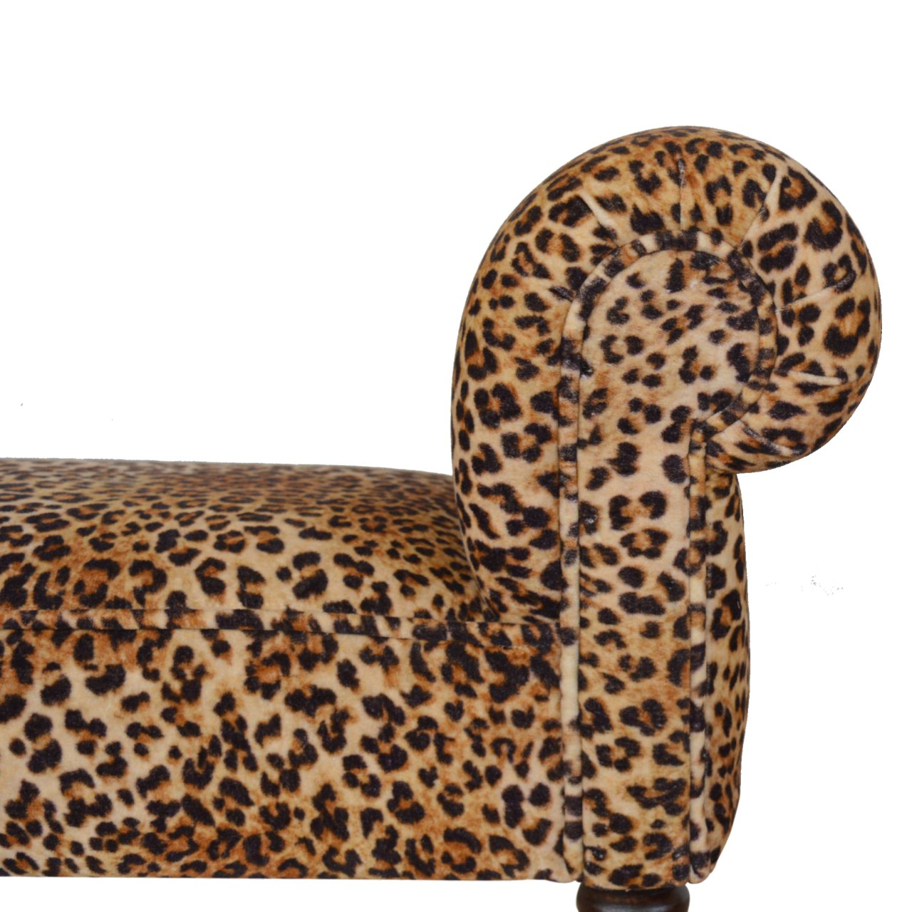 Classic Bench with Turned Feet in Leopard Print Velvet