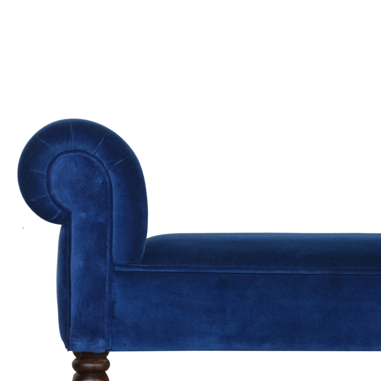 Classic Bench with Turned Feet in Royal Blue Velvet