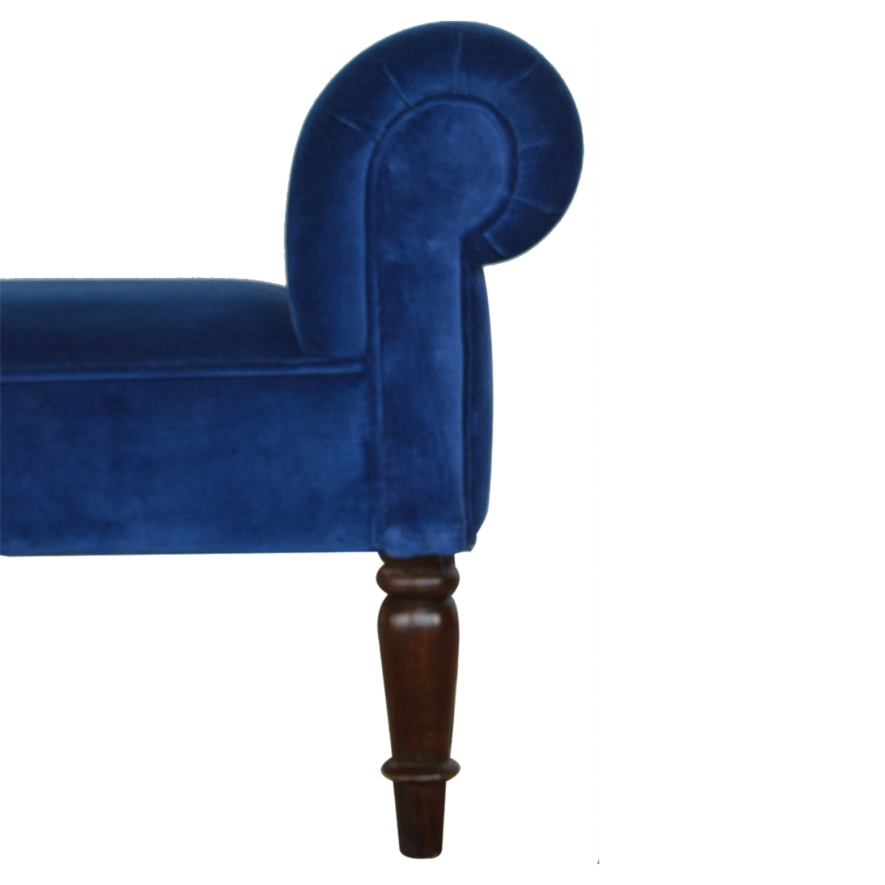 Classic Bench with Turned Feet in Royal Blue Velvet