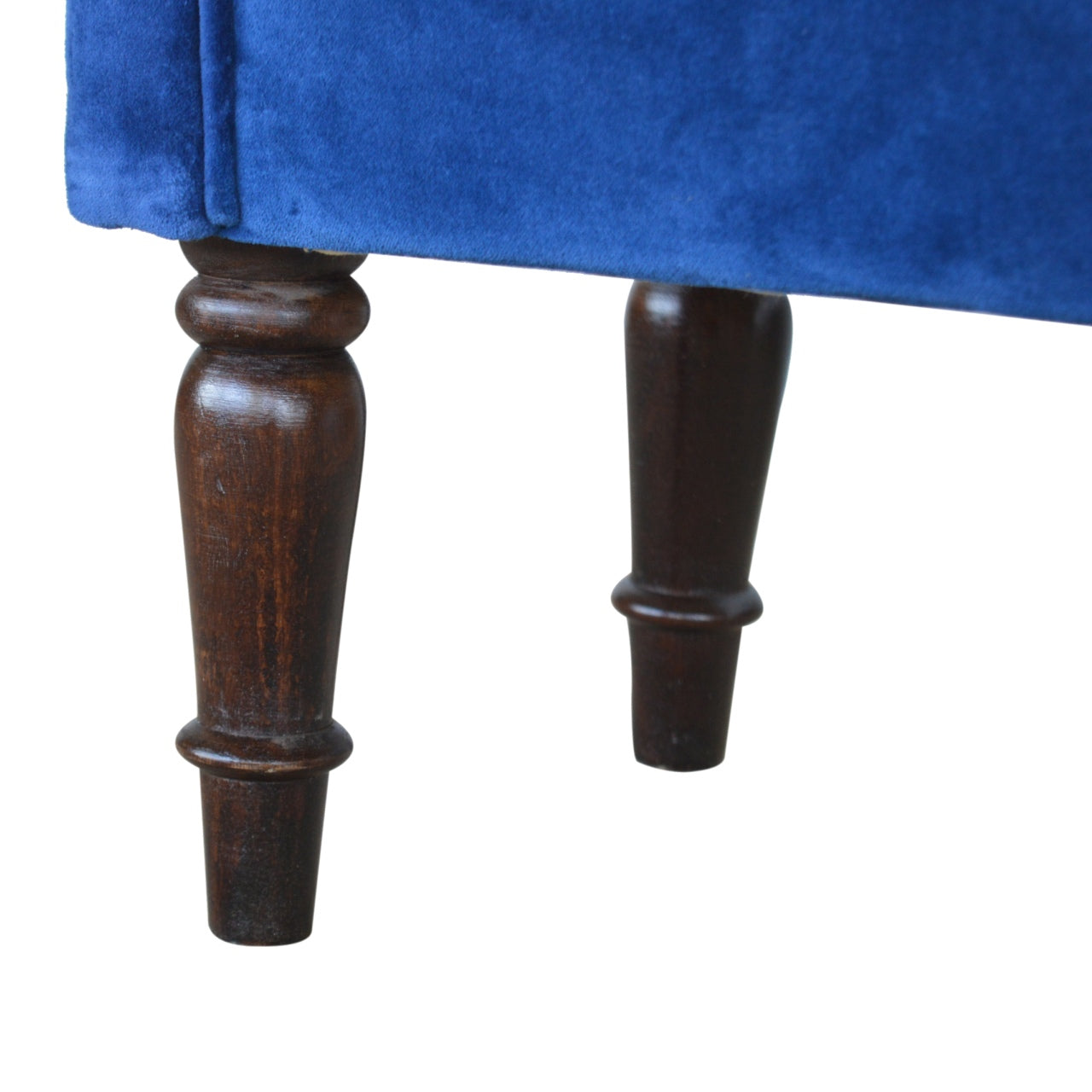 Classic Bench with Turned Feet in Royal Blue Velvet