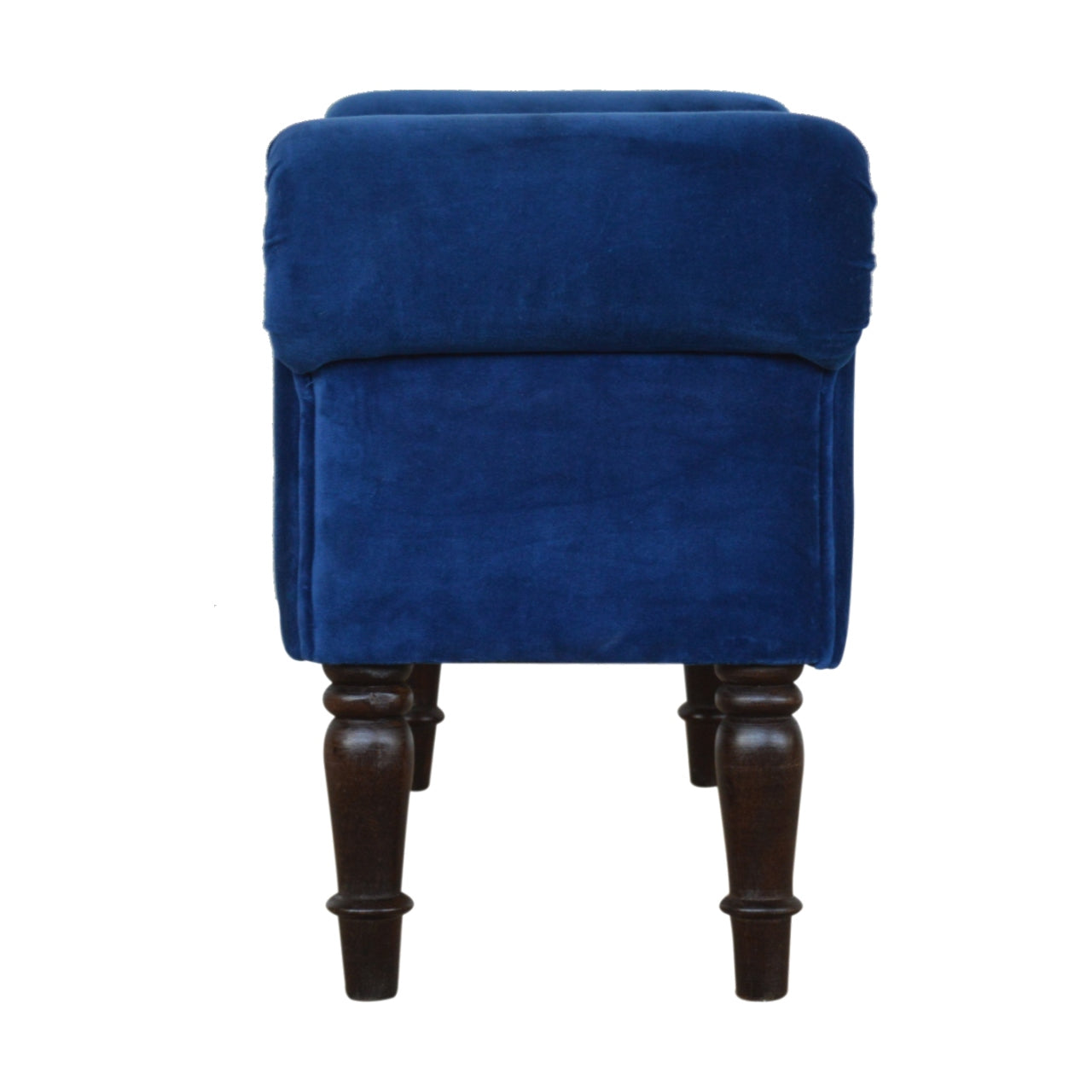Classic Bench with Turned Feet in Royal Blue Velvet