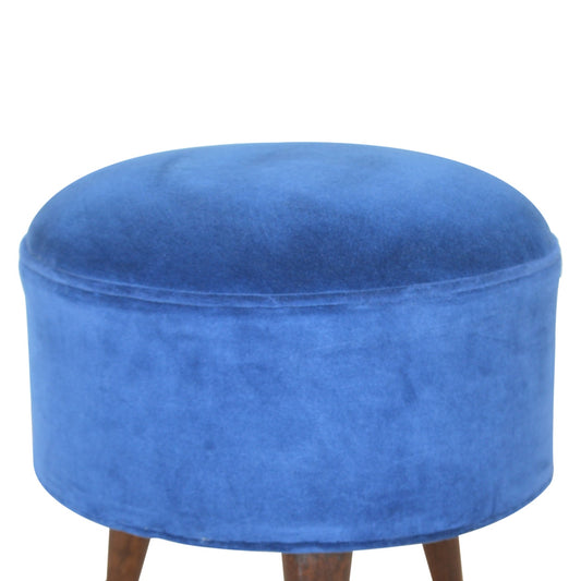 Nordic Round Royal Blue Velvet Footstool for Stylish Home Décor