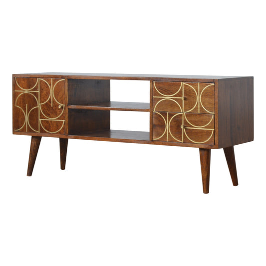 Chestnut Gold Inlay Abstract Media Unit
