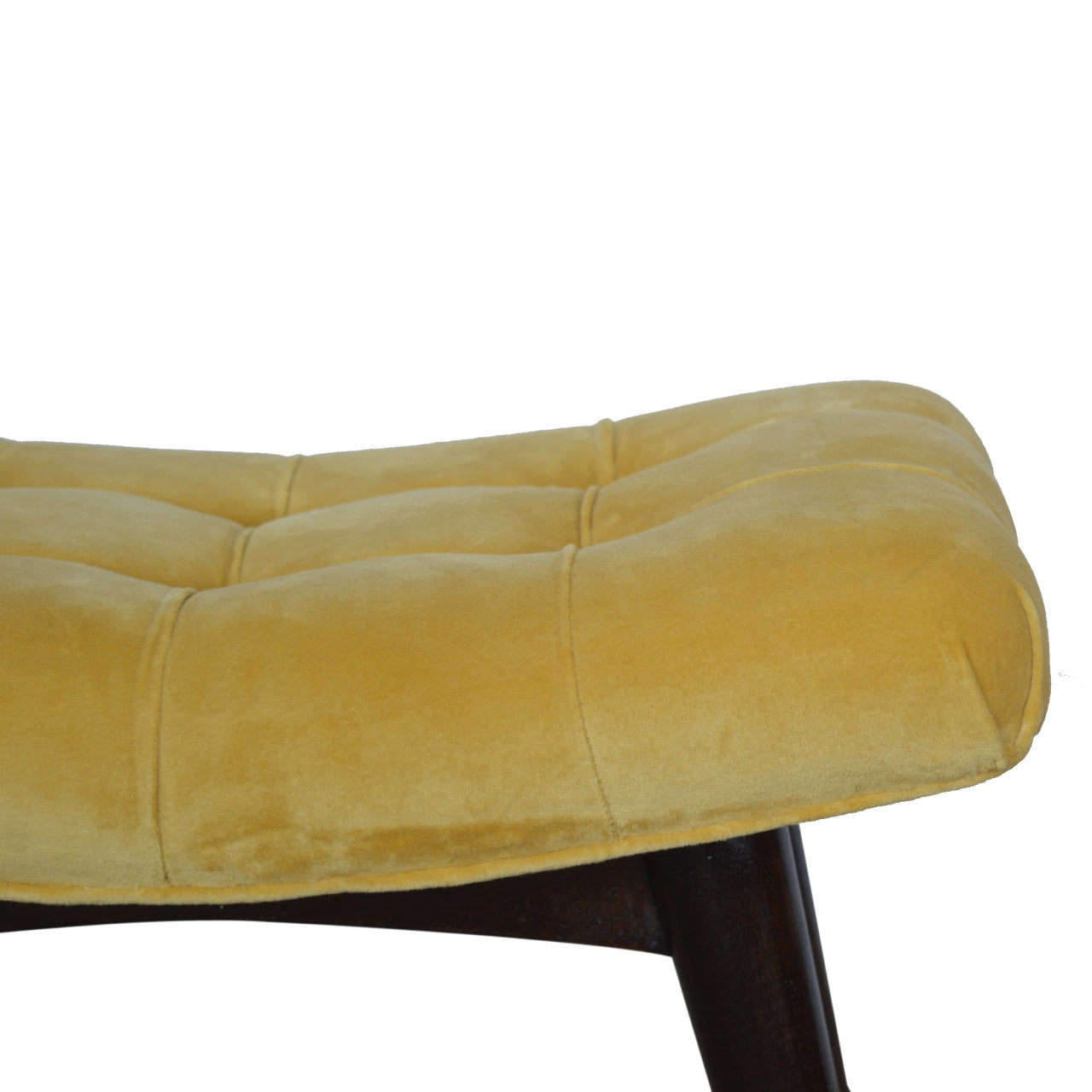 Nordic Mustard Cotton Velvet Curved Bench