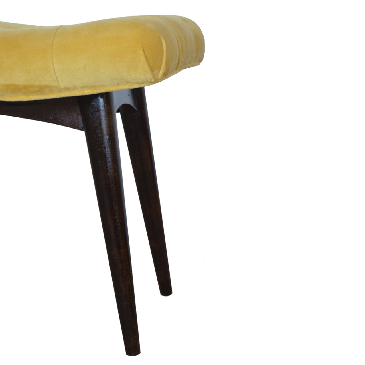 Nordic Mustard Cotton Velvet Curved Bench