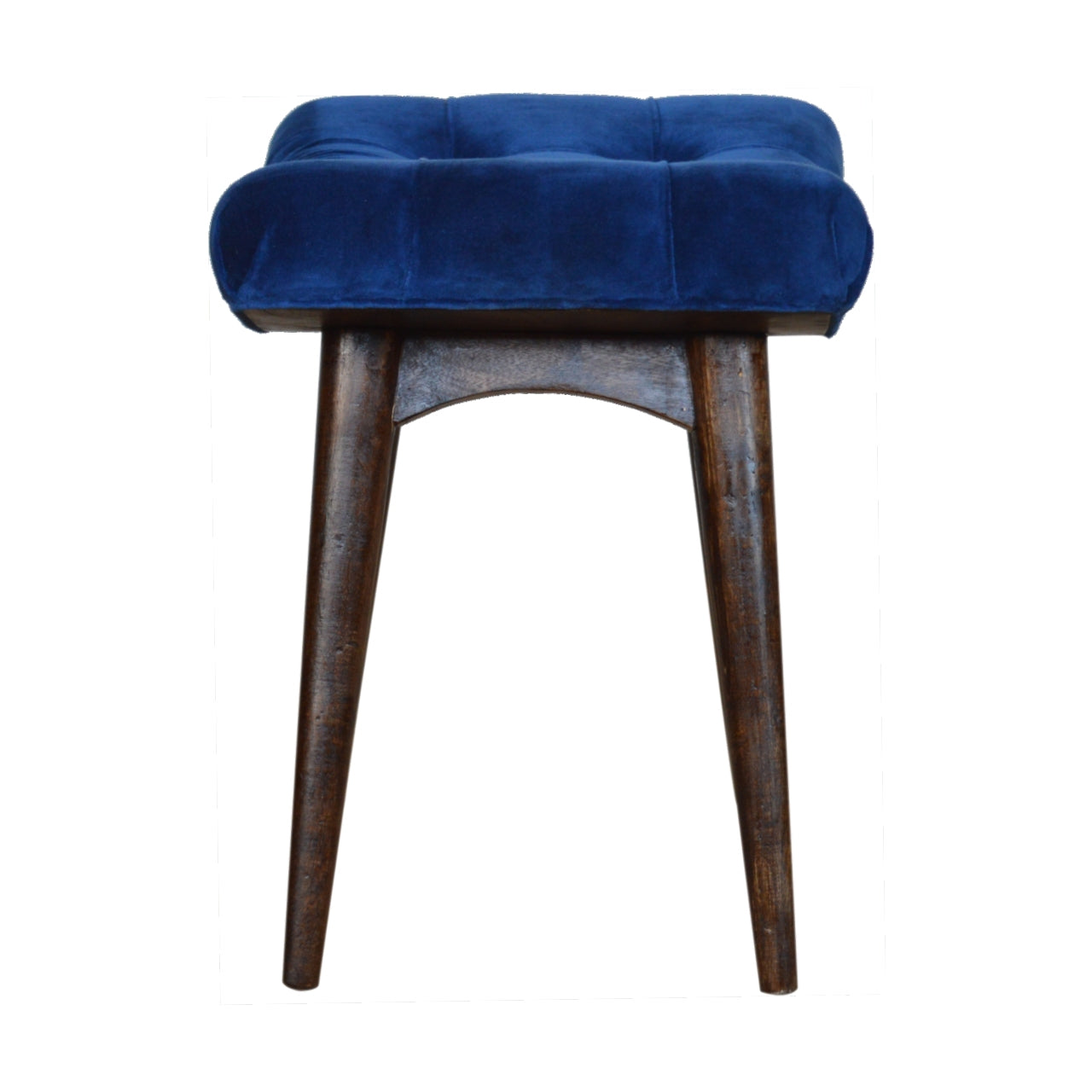 Nordic Royal Blue Cotton Velvet Curved Bench