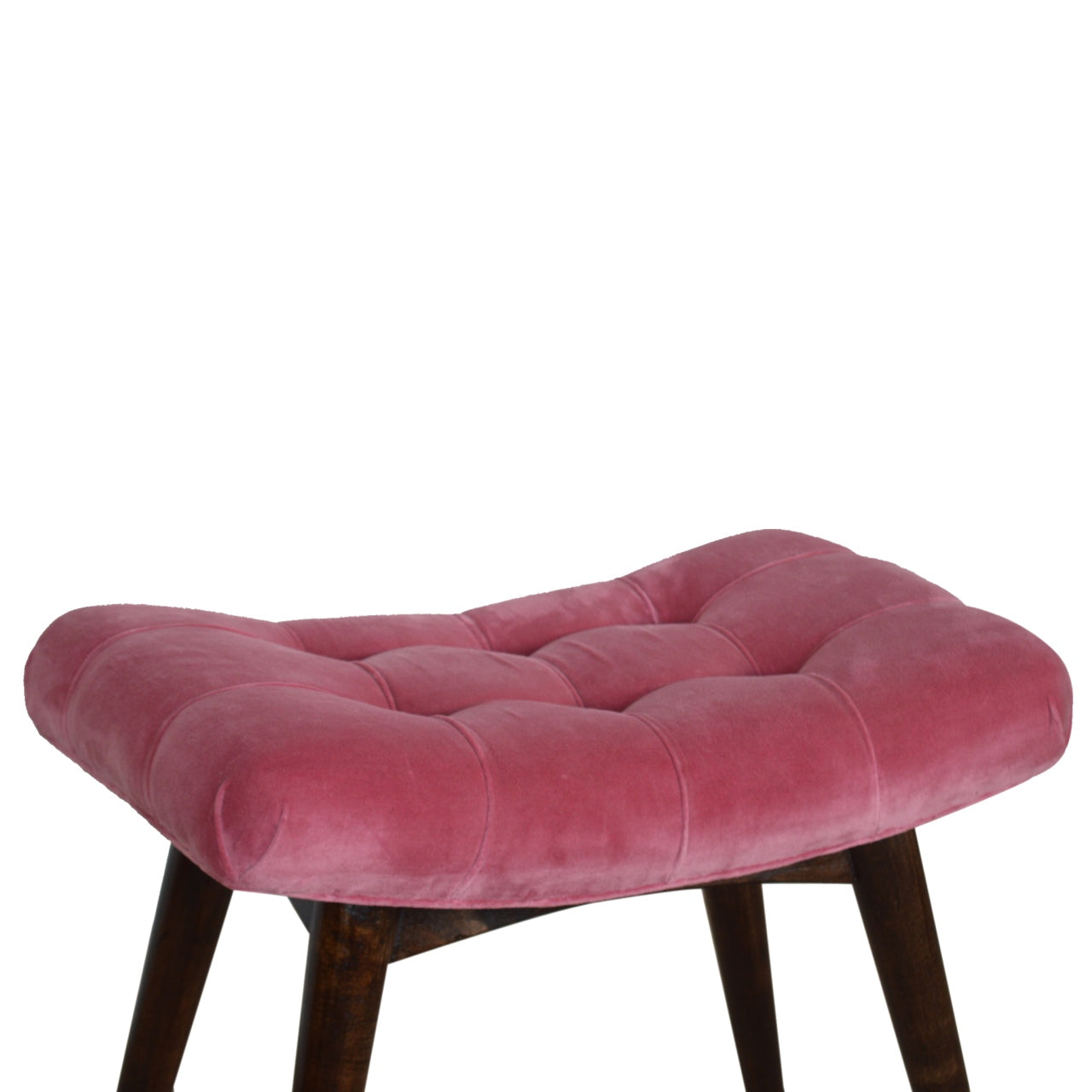 Nordic Pink Cotton Velvet Curved Bench