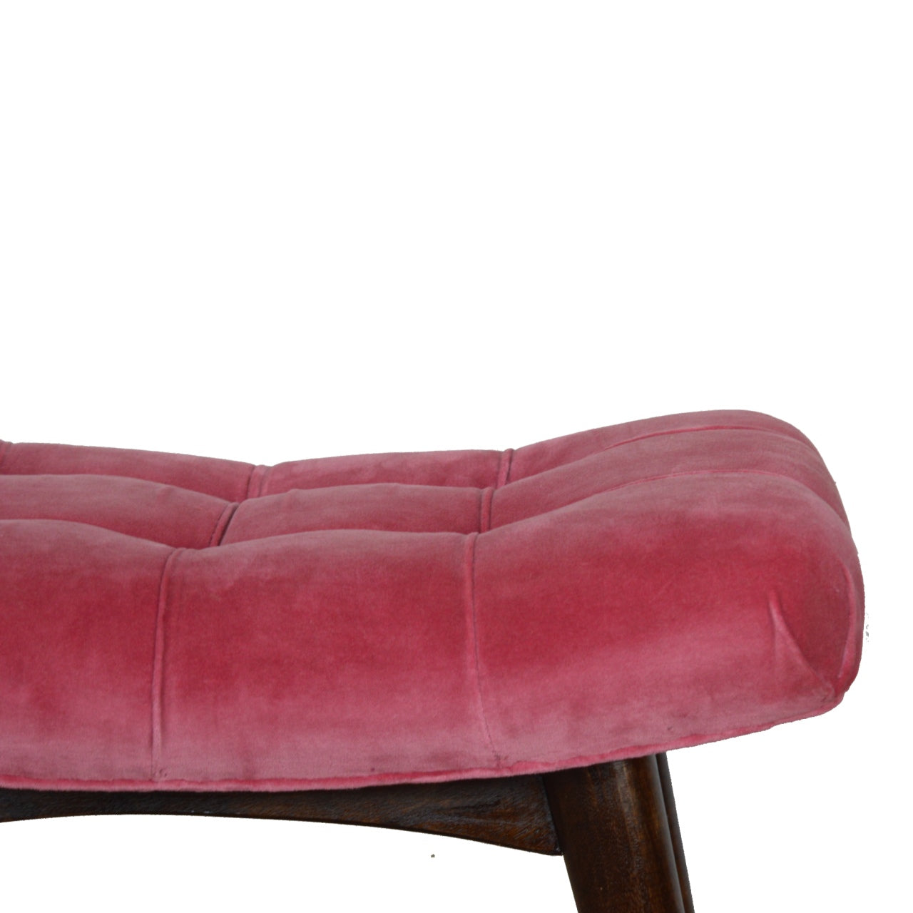 Nordic Pink Cotton Velvet Curved Bench