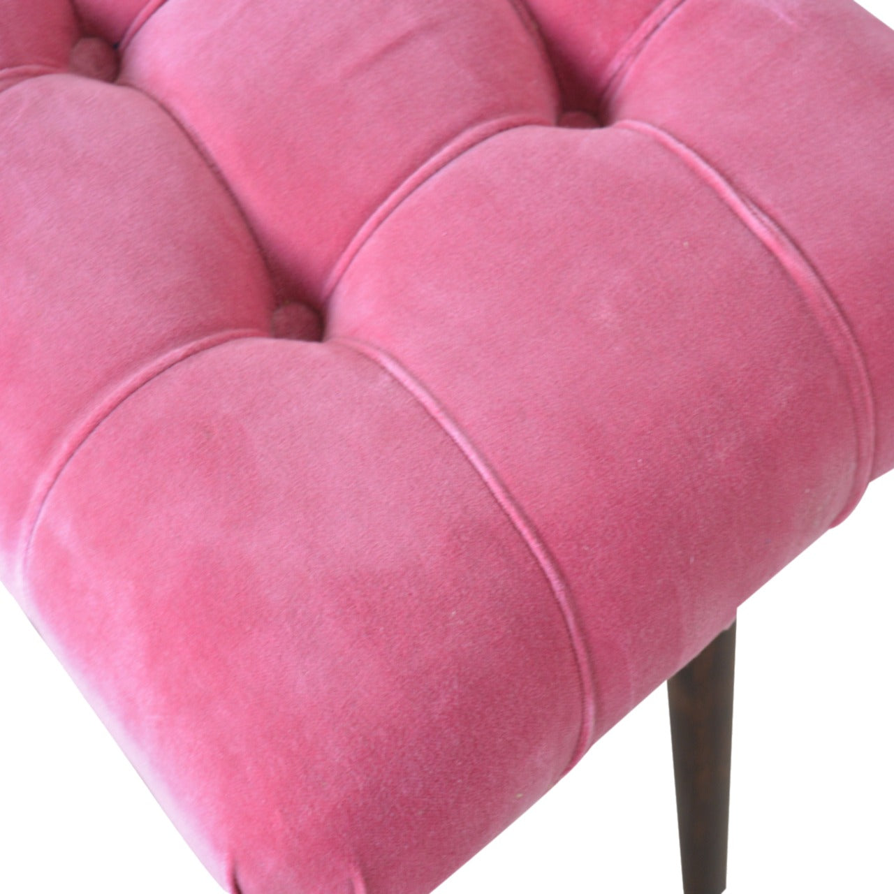 Nordic Pink Cotton Velvet Curved Bench