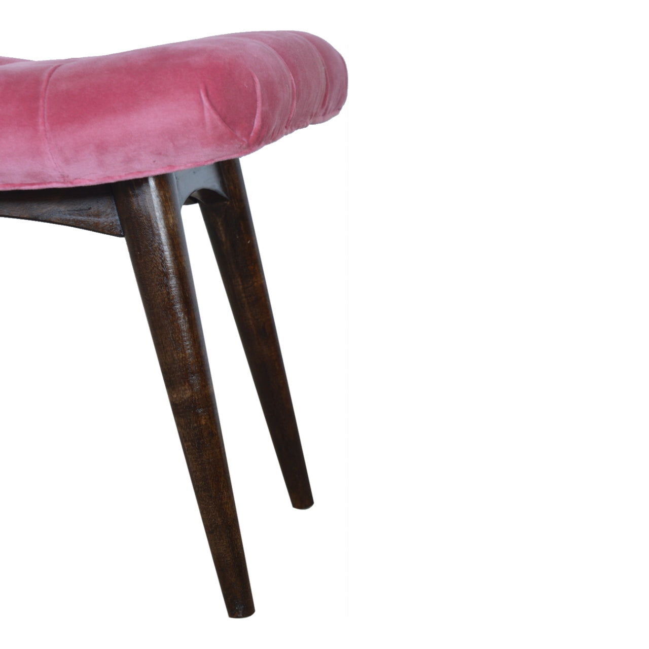 Nordic Pink Cotton Velvet Curved Bench