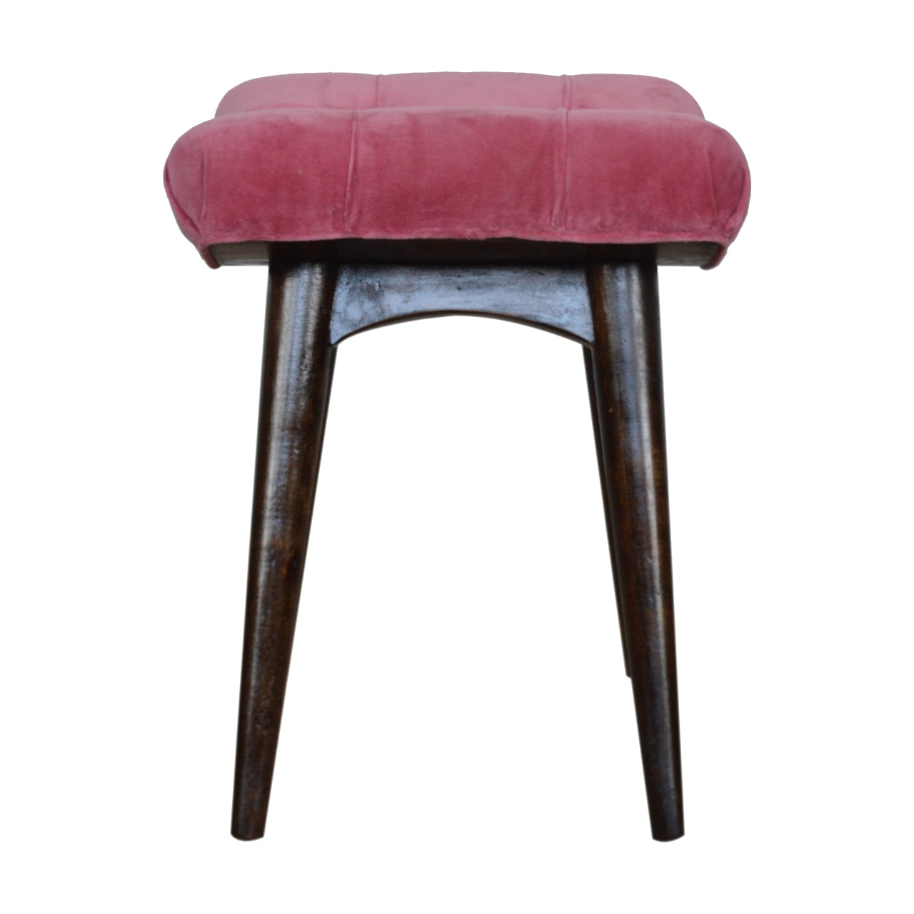 Nordic Pink Cotton Velvet Curved Bench