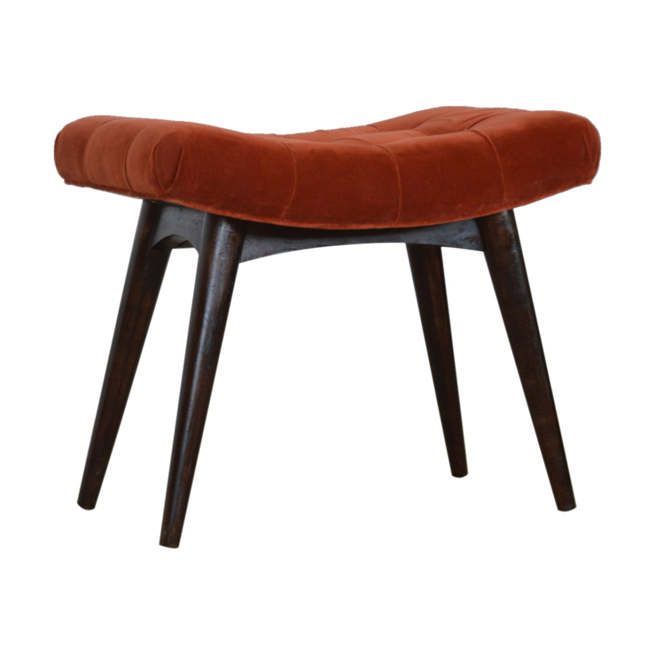 Nordic Brick Red Cotton Velvet Curved Bench