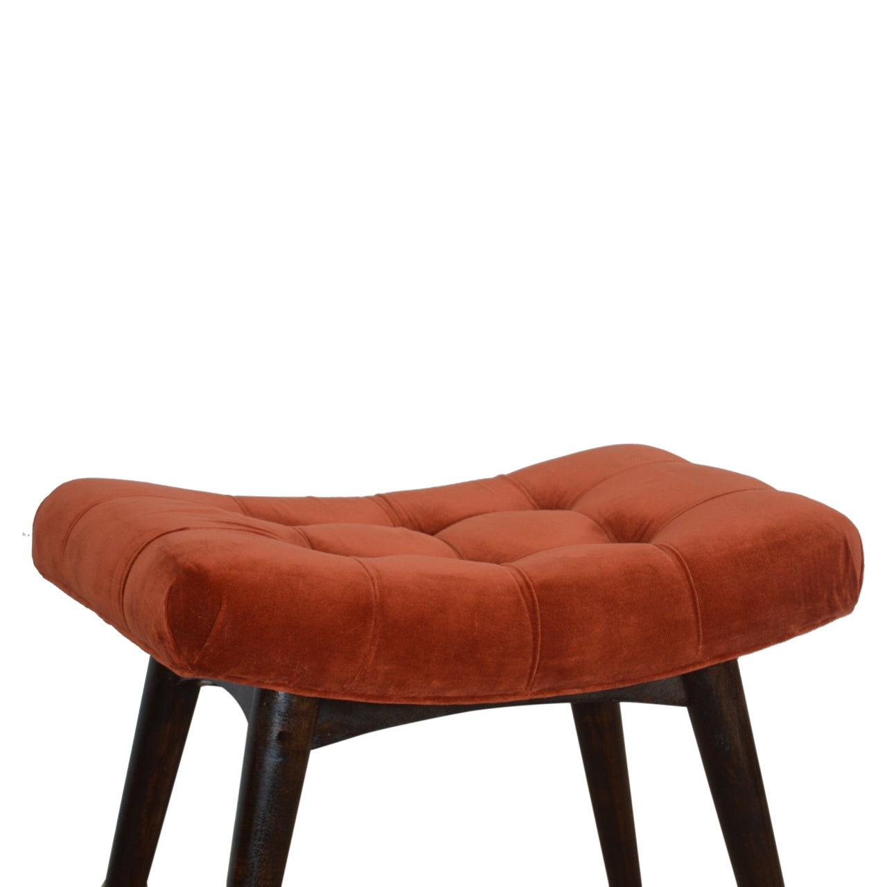 Nordic Brick Red Cotton Velvet Curved Bench