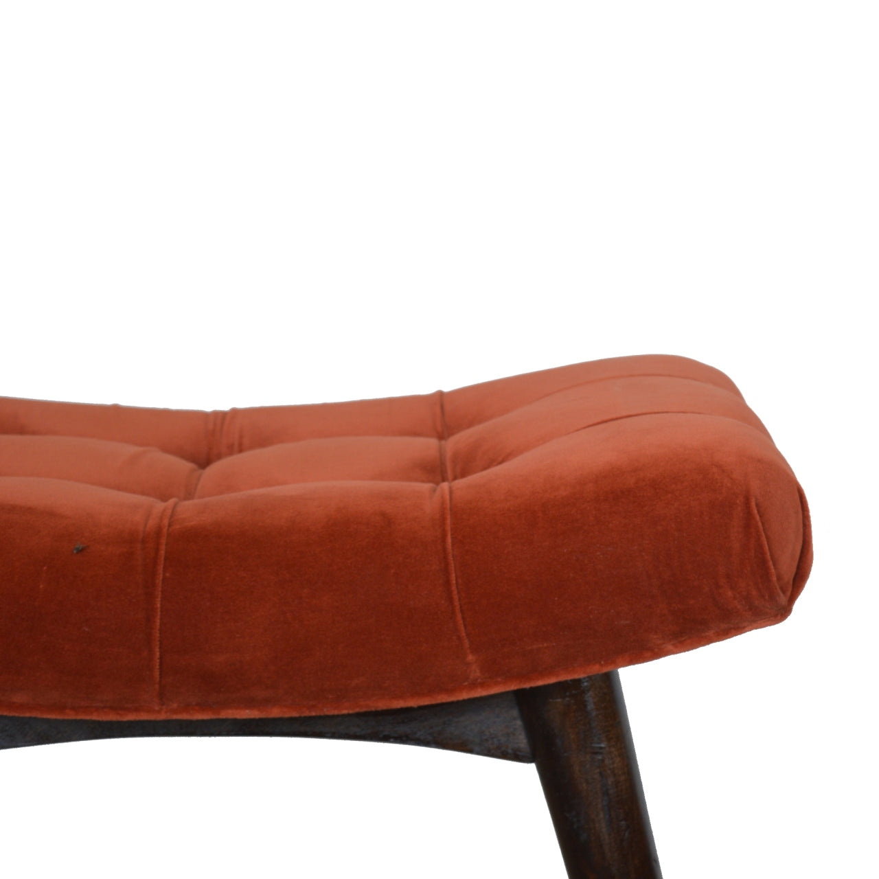 Nordic Brick Red Cotton Velvet Curved Bench