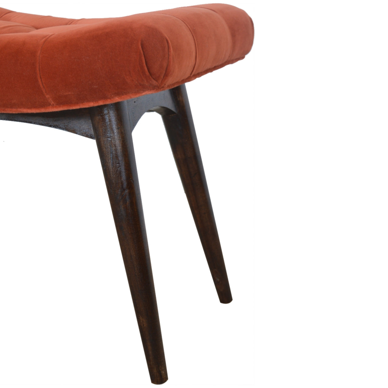 Nordic Brick Red Cotton Velvet Curved Bench