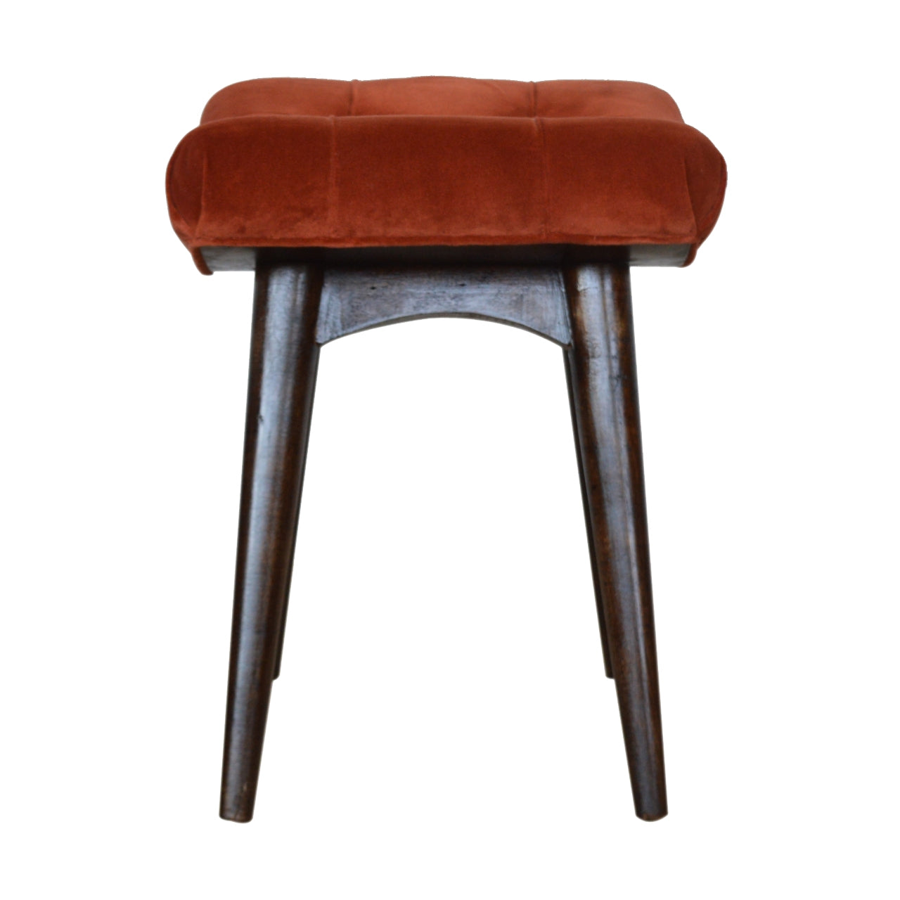 Nordic Brick Red Cotton Velvet Curved Bench