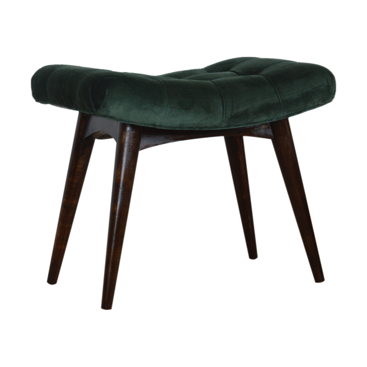 Nordic Emerald Cotton Velvet Curved Bench