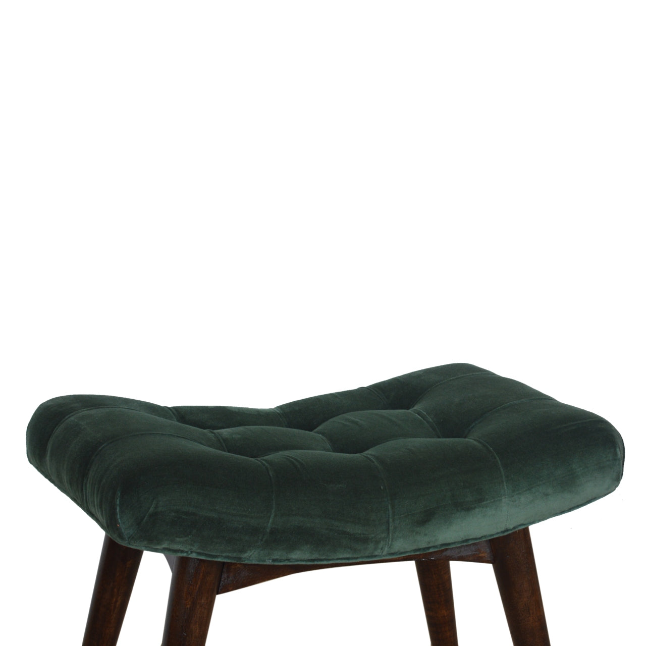 Nordic Emerald Cotton Velvet Curved Bench