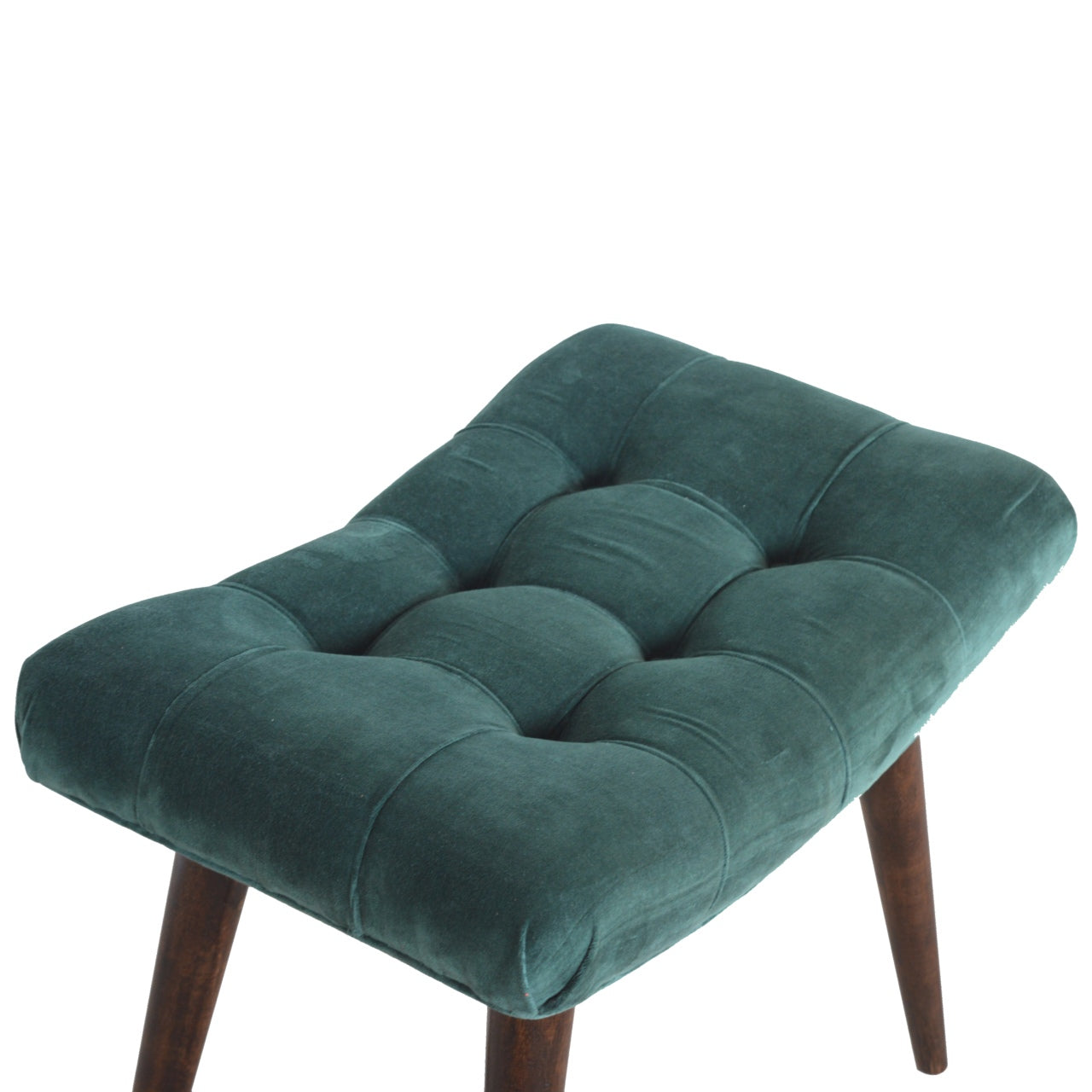 Nordic Emerald Cotton Velvet Curved Bench