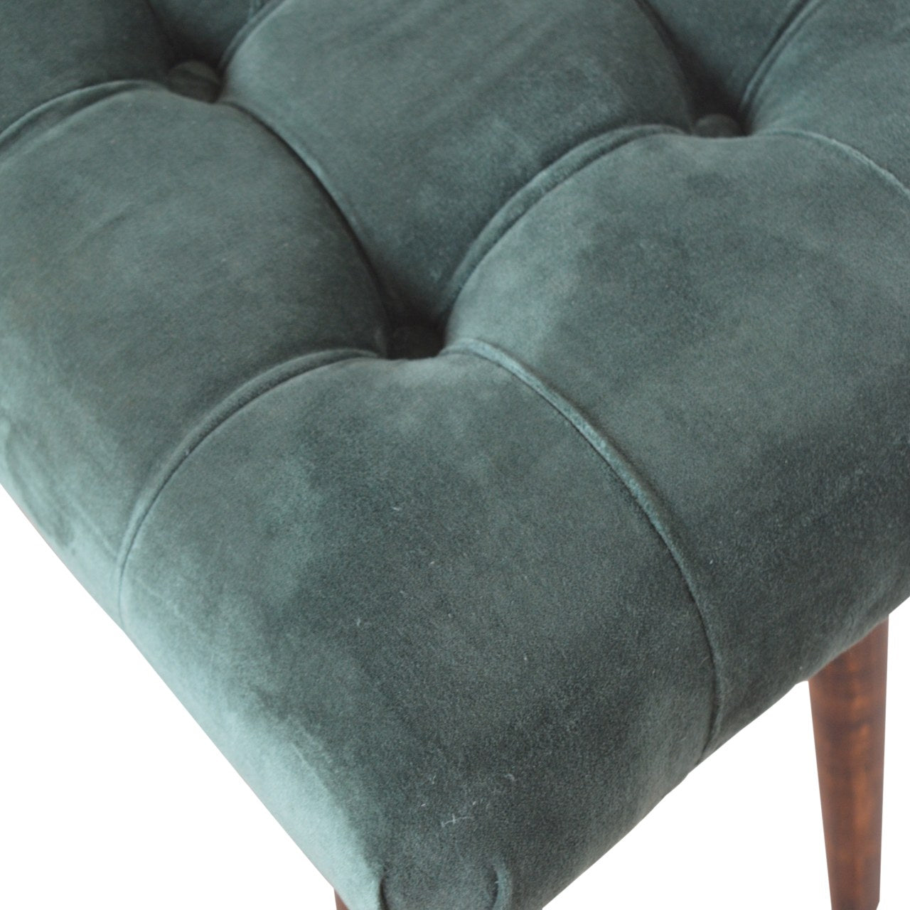 Nordic Emerald Cotton Velvet Curved Bench