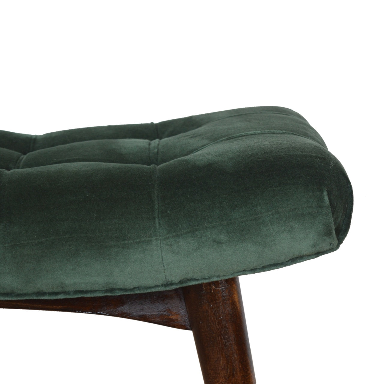 Nordic Emerald Cotton Velvet Curved Bench