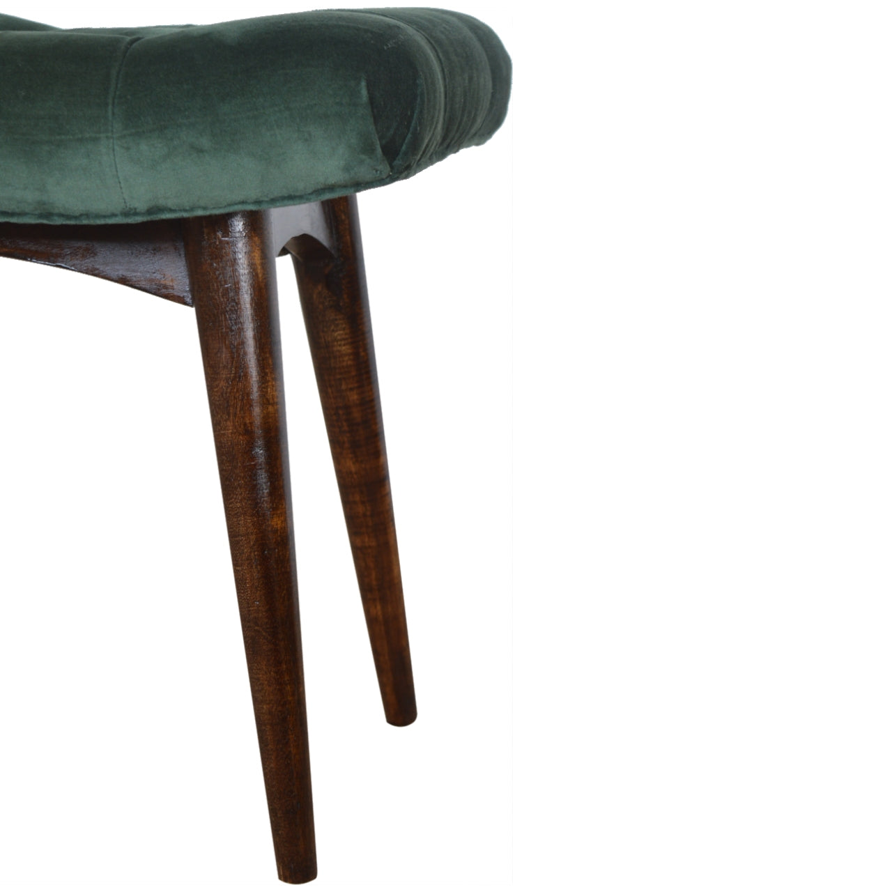 Nordic Emerald Cotton Velvet Curved Bench