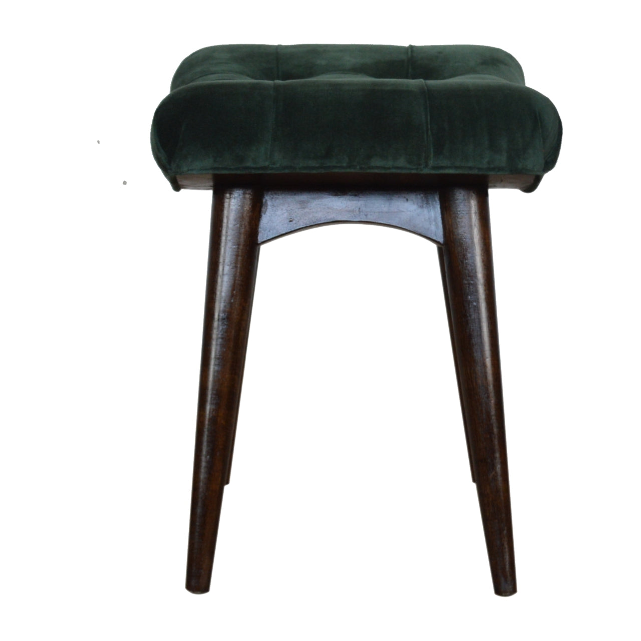 Nordic Emerald Cotton Velvet Curved Bench