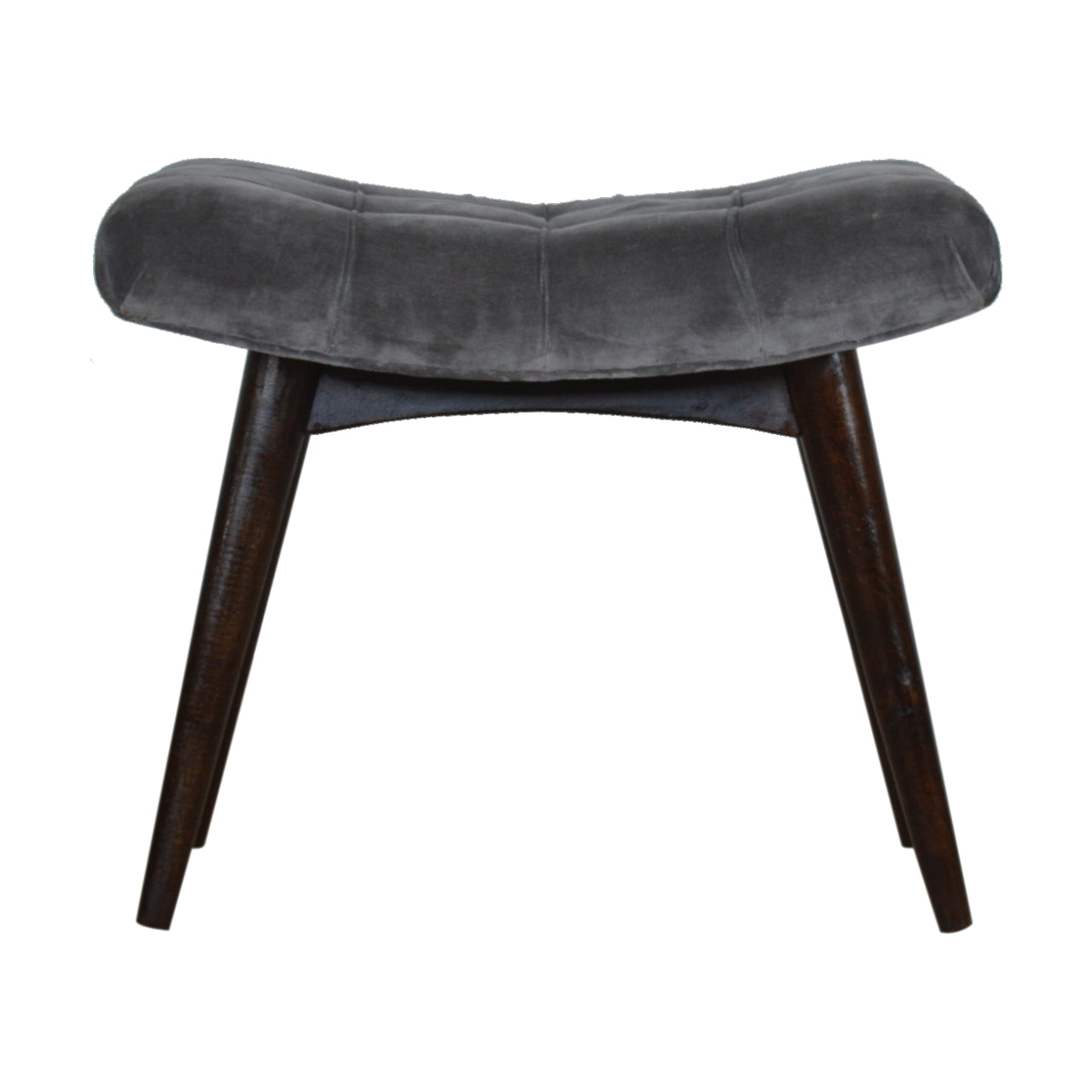 Nordic Grey Cotton Velvet Curved Bench