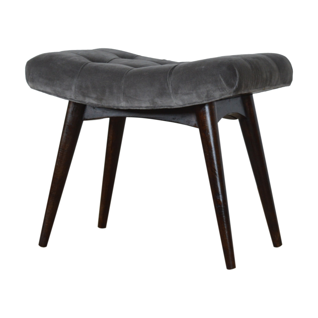 Nordic Grey Cotton Velvet Curved Bench