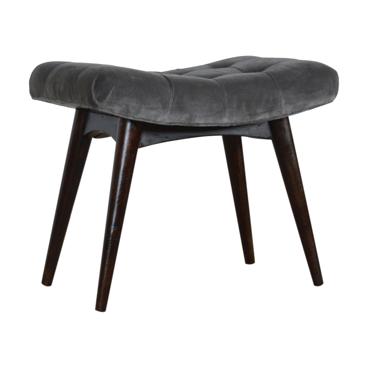 Nordic Grey Cotton Velvet Curved Bench