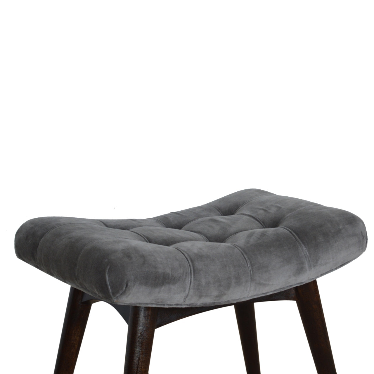 Nordic Grey Cotton Velvet Curved Bench