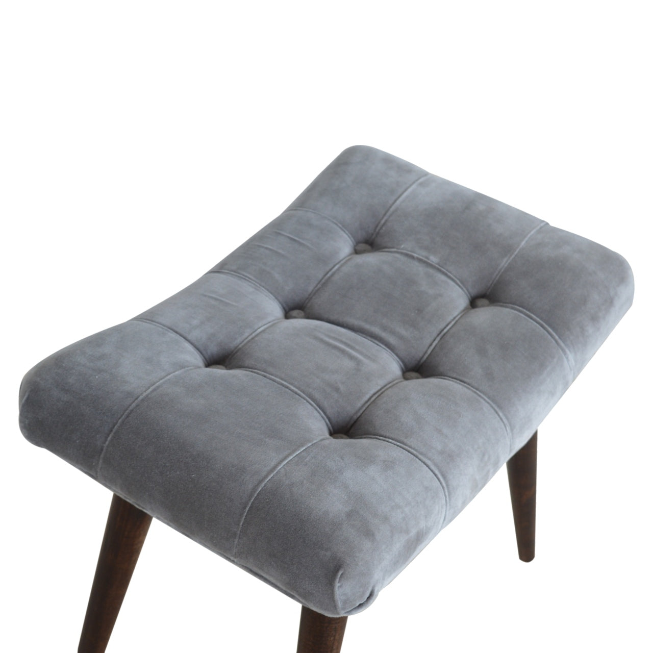 Nordic Grey Cotton Velvet Curved Bench