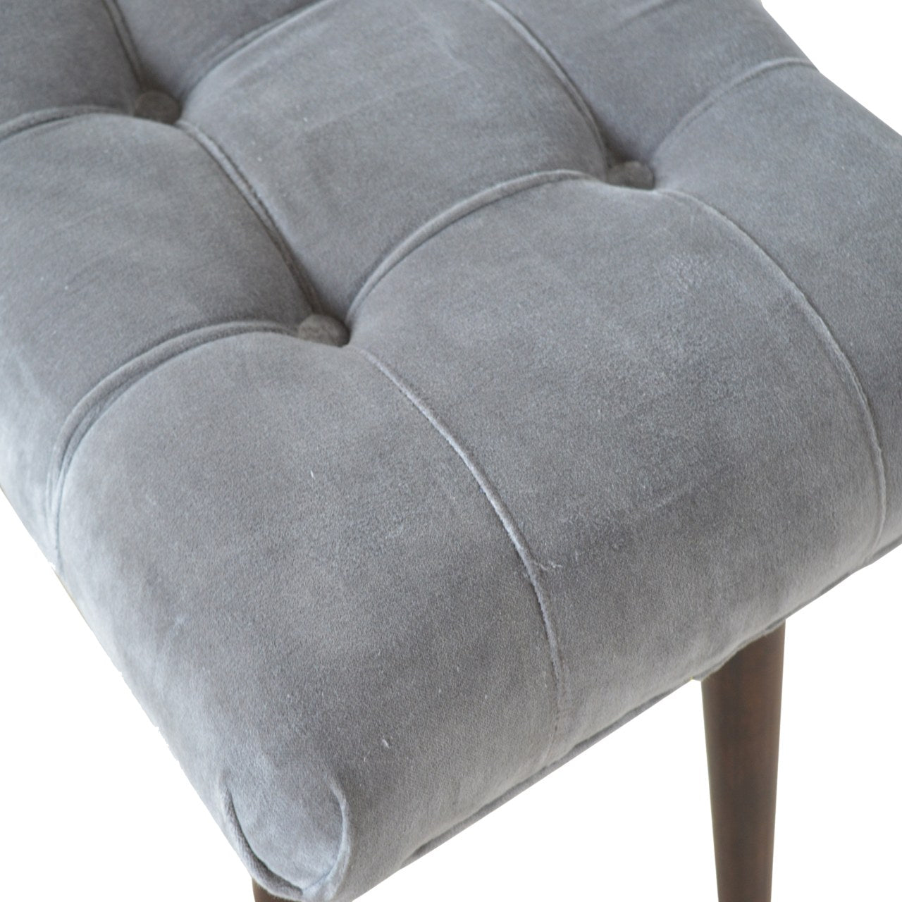 Nordic Grey Cotton Velvet Curved Bench