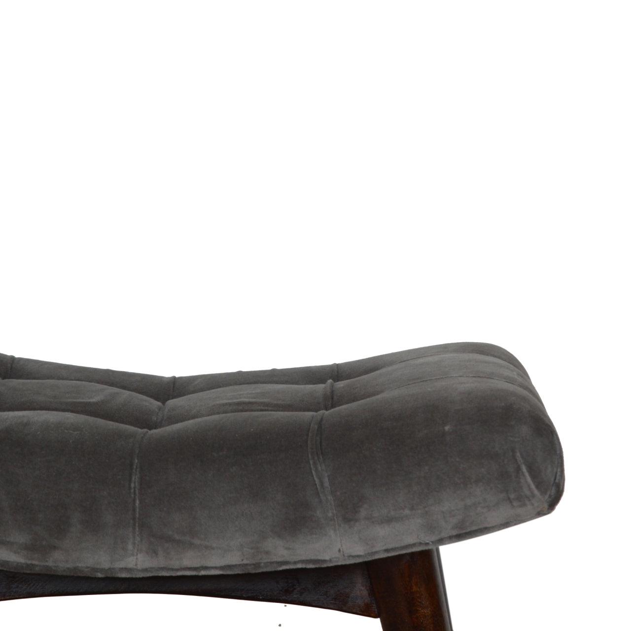 Nordic Grey Cotton Velvet Curved Bench