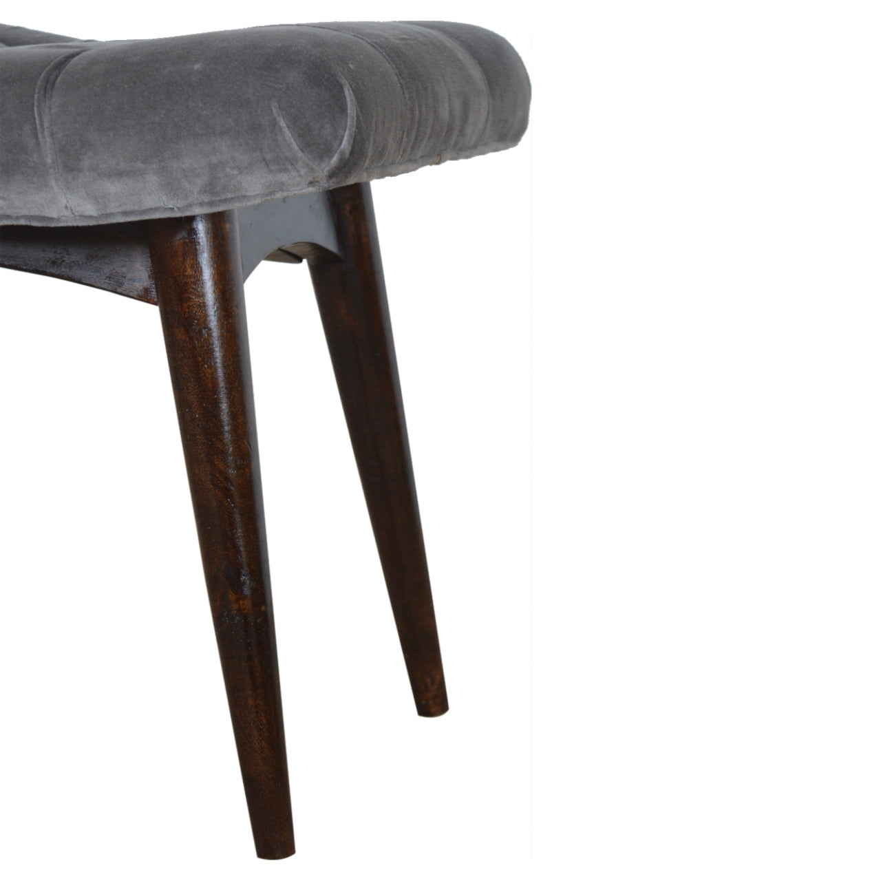 Nordic Grey Cotton Velvet Curved Bench
