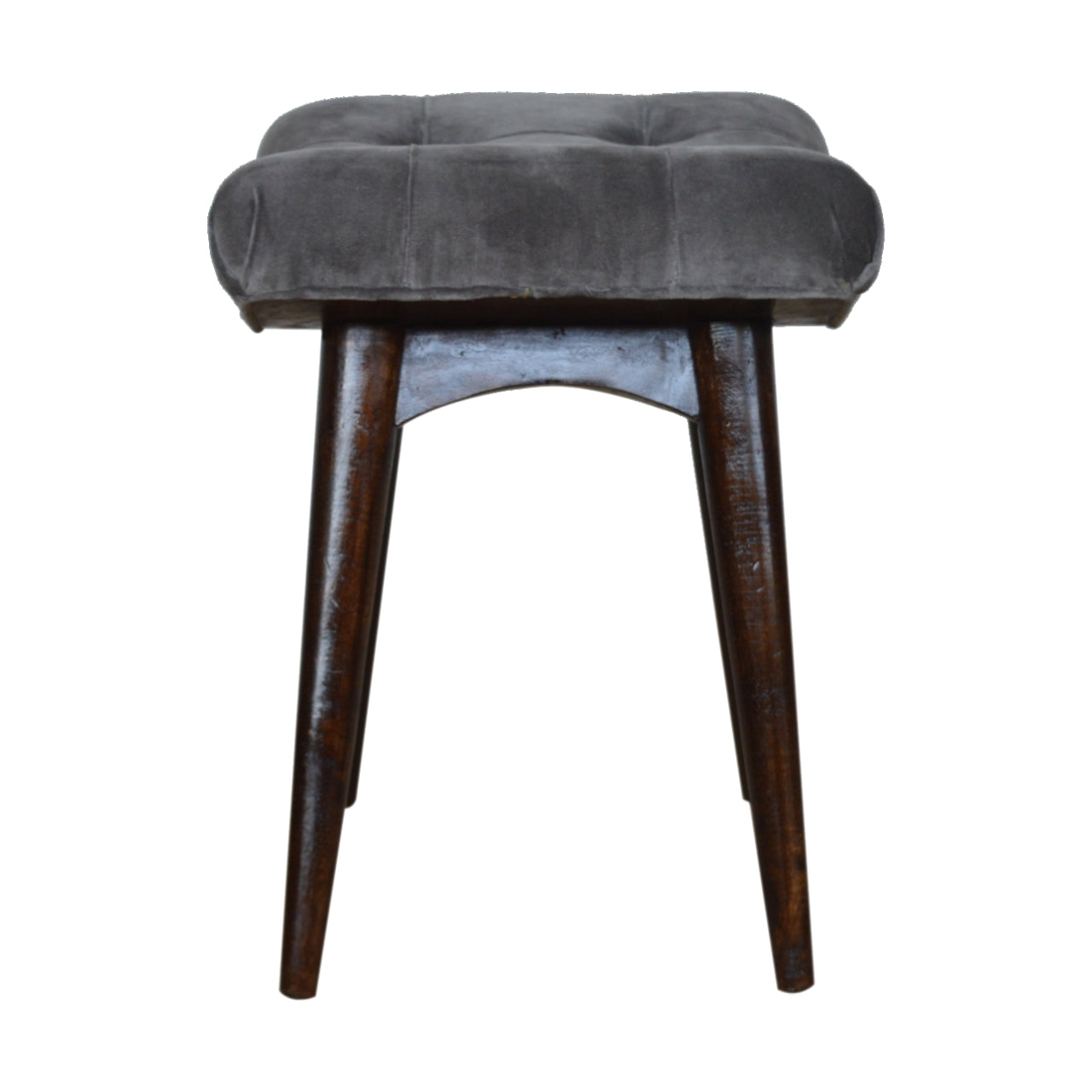 Nordic Grey Cotton Velvet Curved Bench
