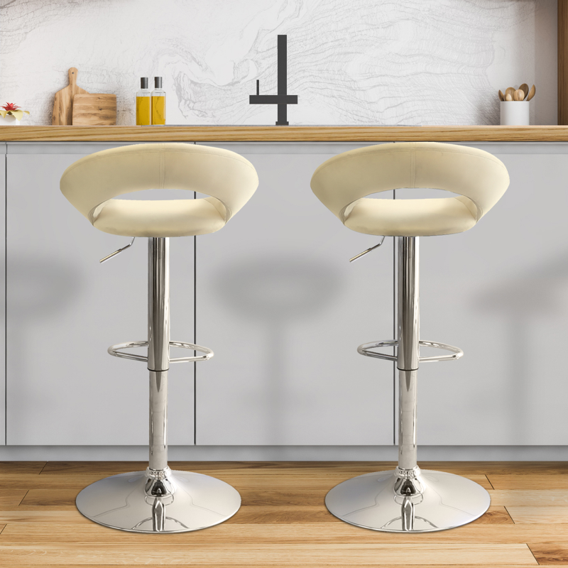 Oliver Champagne Velvet Bar Stool