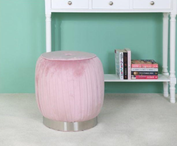 Gage Blush Pink Round Footstool