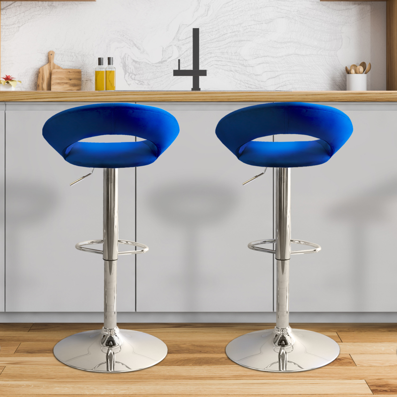 Oliver Blue Velvet Bar Stool