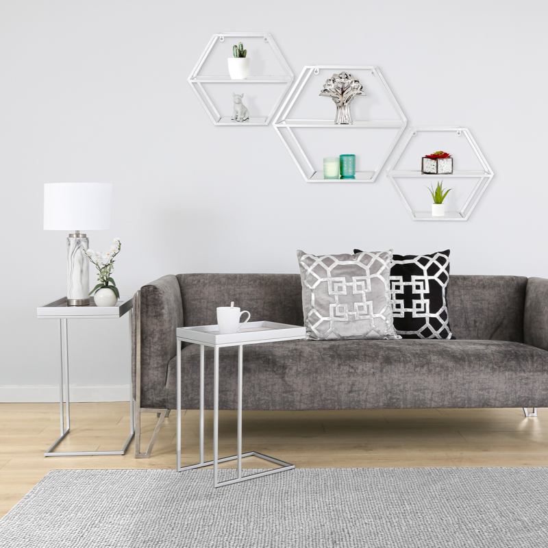 Hexagon 40cm Metal Frame Wall Shelf