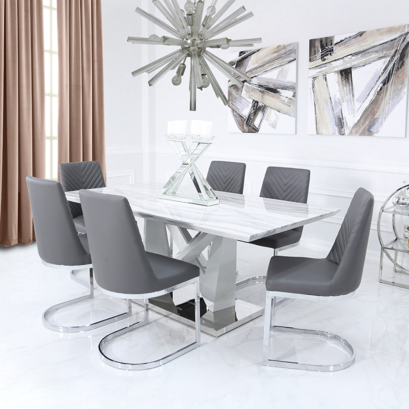 Mara Rectangle Marble Effect Dining Table