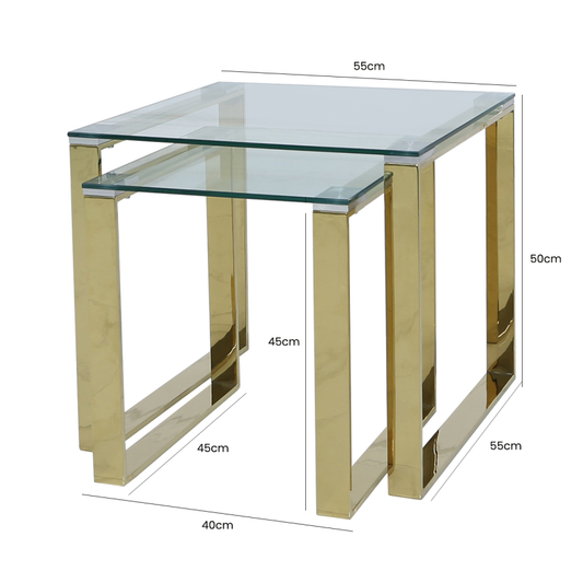 Set Of 2 Henry Gold End Tables