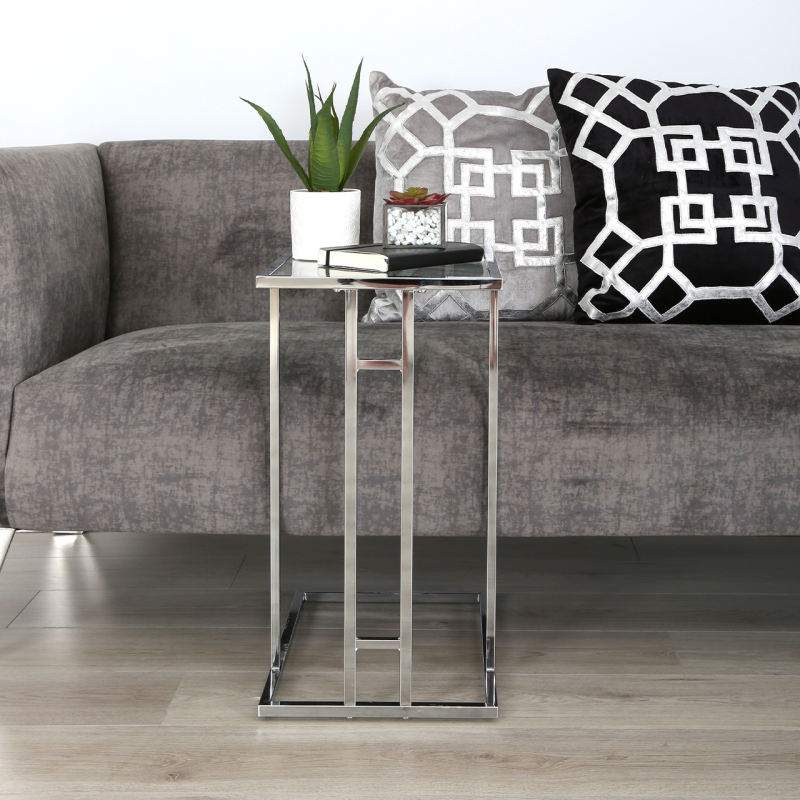 Henry C-shaped Silver Sofa Table