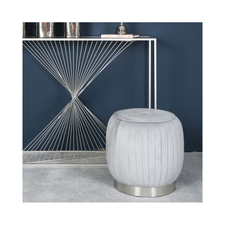 Gage Grey Round Footstool