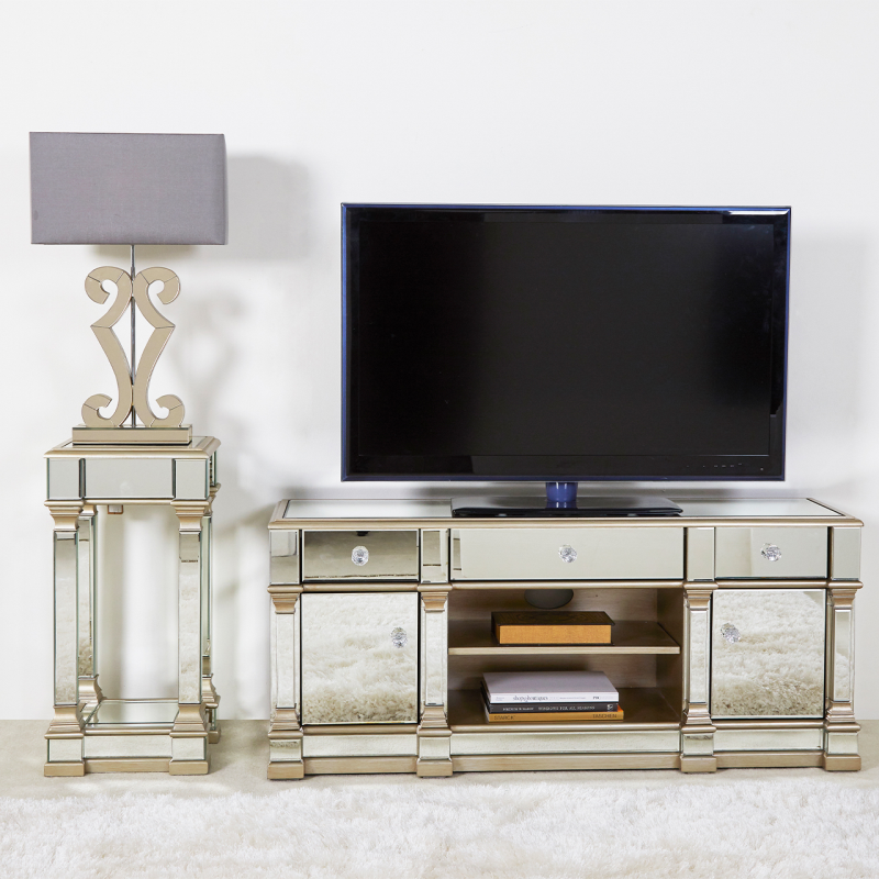 Glam Medium Champagne Mirrored Media Unit