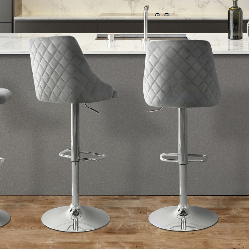 Oakley Grey Velvet Bar Stool