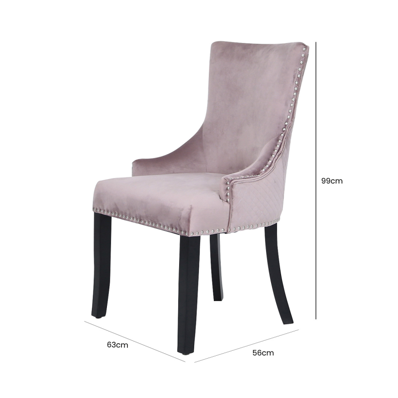Chester Pink Velvet Dining Chair With Ring Diamond Back