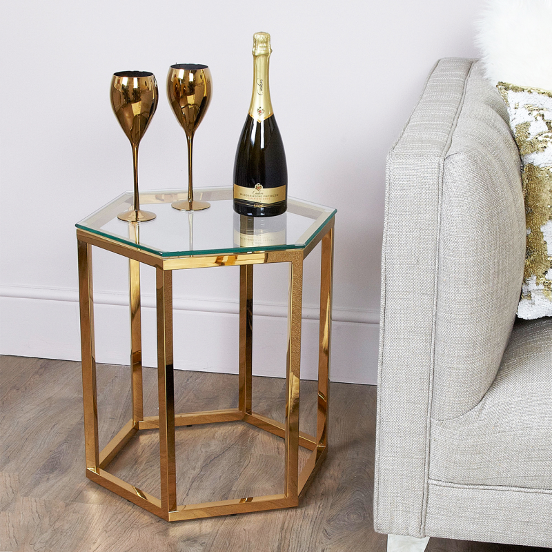 Hexagon Gold End Table